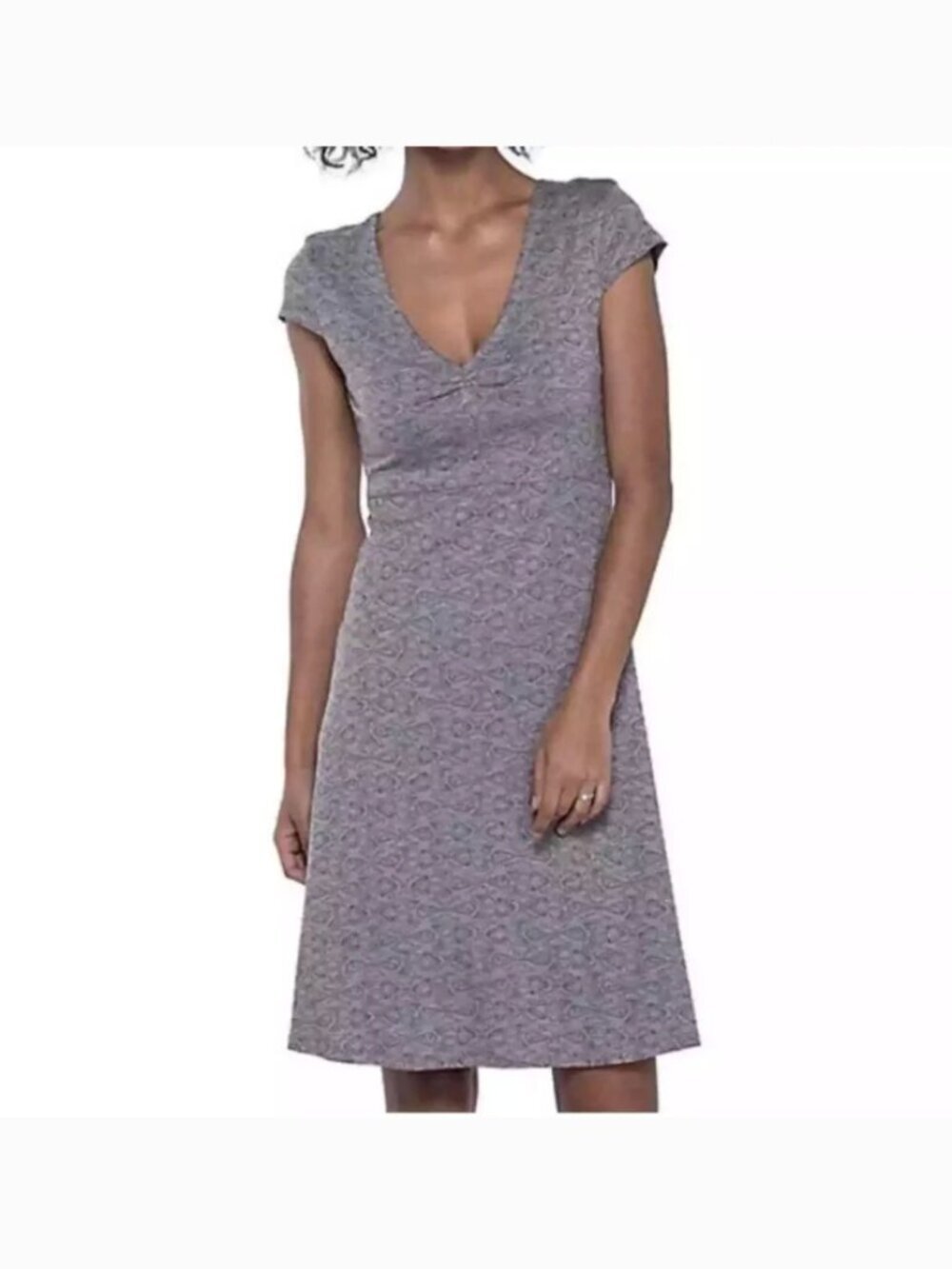 Toad & Co Rosemarie Dress S Taupe Aztec Print Outdoor Organic Sustainable Hiking